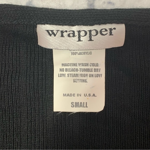VTG Y2K Wrapper Black Cardigan Sweater Top S - Picture 4 of 10